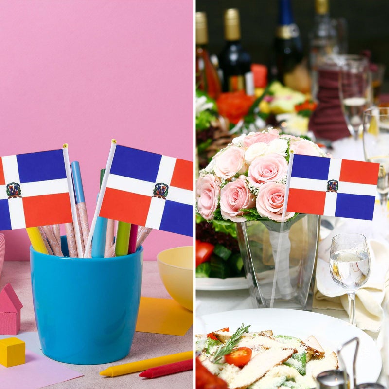 mflagperft Dominica Flag Dominican Flag, Small Mini Handheld Dominica Flags on Stick, Ideal for Party Parades Sports Events Patriotic Festival Decorations - Image 5